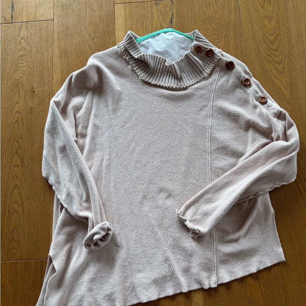 Vintage Free People Buttoned Cowl Neck Sweater